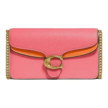 COACH Tabby Leather One Shoulder Crossbody Clutches Mini Women's Pink/Orange