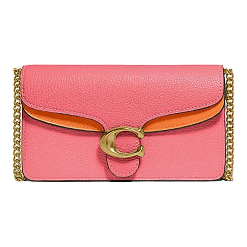 COACH Tabby Leather One Shoulder Crossbody Clutches Mini Women's Pink/Orange-0