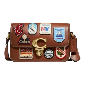 COACH Studio Tanned Leather Small Square Bag, Crossbody Bag Small Size Women's Saddle