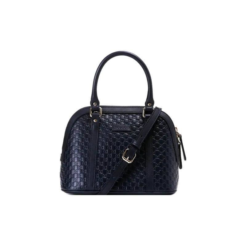GUCCI Cow Leather Dome Bag Shoulder Bag Crossbody Bag Handbag Small Size Women's Dark Blue-0