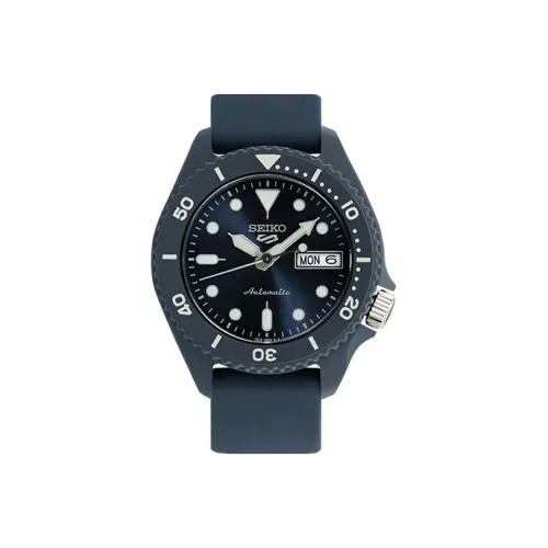 SEIKO Seiko5 Collection New Generation Collection Mechanical Movement Silicone Strap Watch Unisex Blue Dial