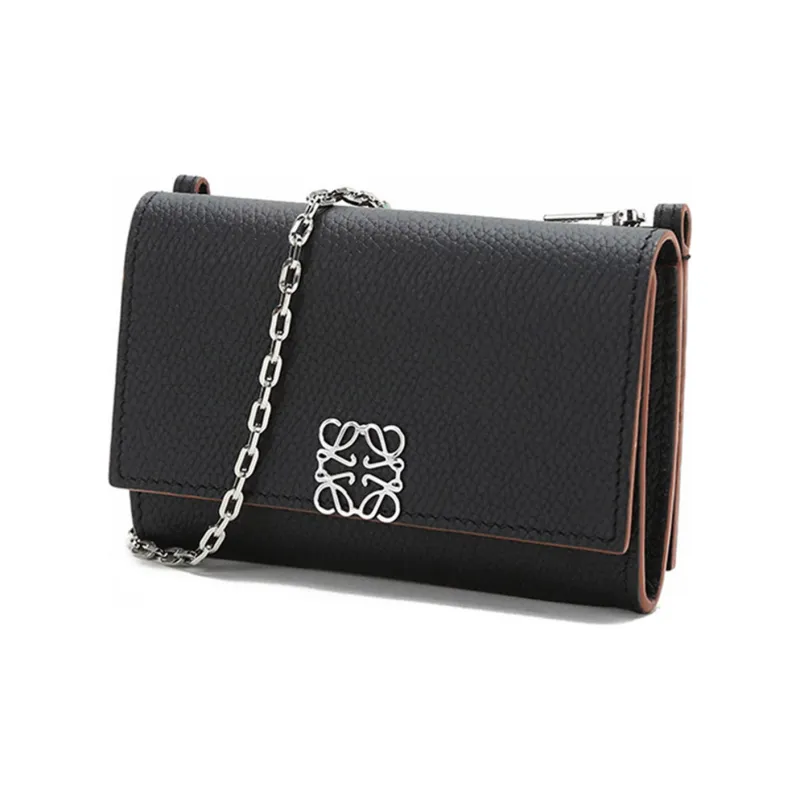 LOEWE Cow Leather Chain Bag, Shoulder Bag Women's Black-2