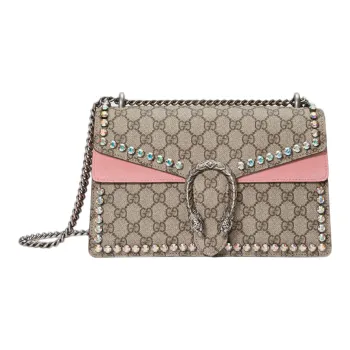 GUCCI Dionysus Canvas Crossbody Bag Small Size Women's Ebony/Pink