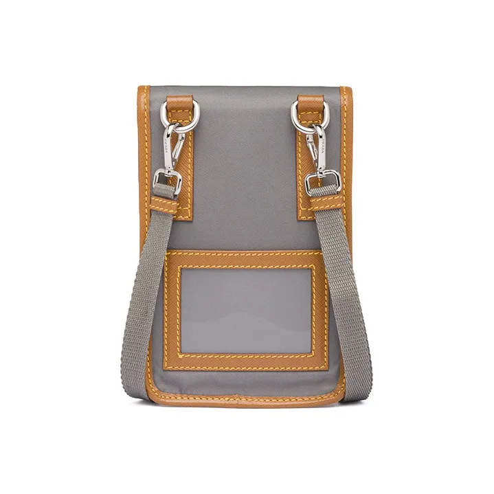PRADA Nylon Cell Phone Pouch Crossbody Bags Unisex Gray-1