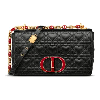 DIOR Cow Leather Chain Shoulder Bag, Crossbody Bag, Handbag Women's Black