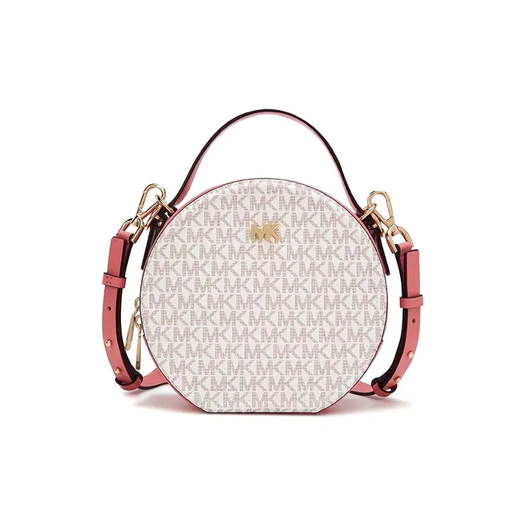MICHAEL KORS Delaney Cow Leather Round Cake Bag Shoulder Bag Crossbody Bag Medium Size Women's Light Rose Red-0