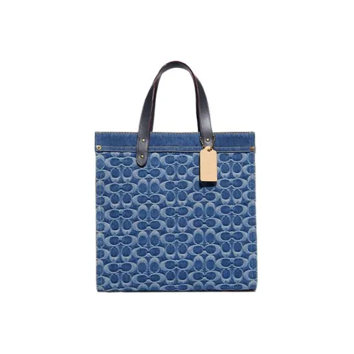 COACH Field Fabric Tote Bag Portable Crossbody Bag Shoulder Bag Large Size Women's Marine Blue
