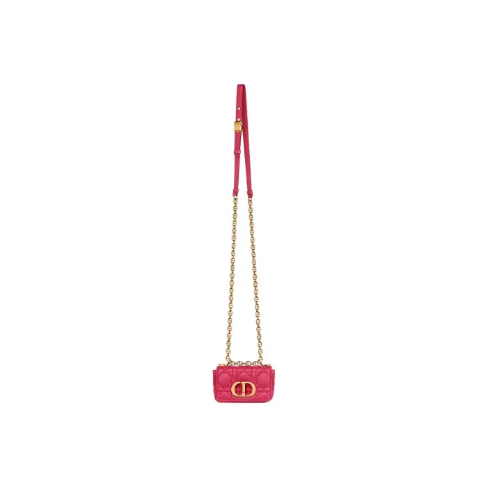 DIOR Caro Calfskin Shoulder Bag Crossbody Bag Small Size Women's Pink-3