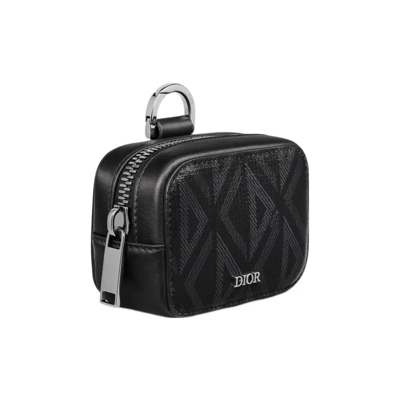 DIOR Canvas Shoulder Bag Crossbody Bag Clutches Men's Black Silver-2