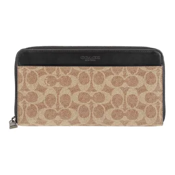 COACH Monogram Canvas With Leather Clutches Wallets Men's Brown
