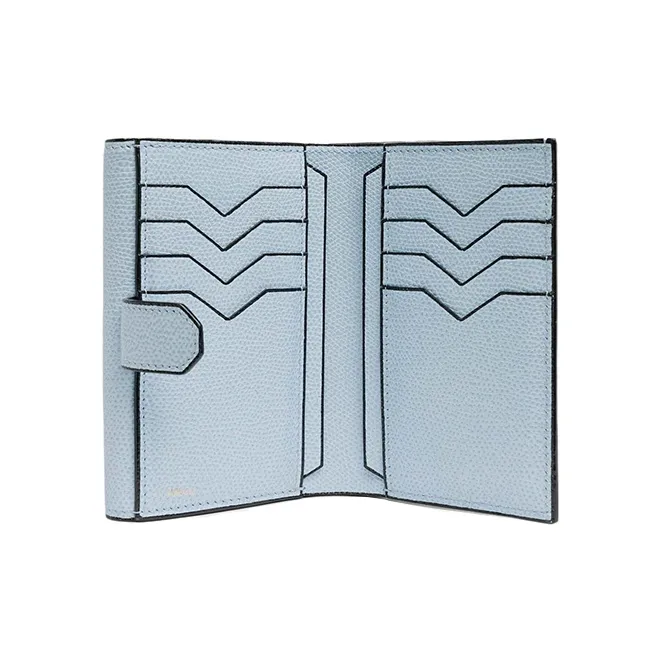 Valextra Brera Cow Leather Wallet Women's Cornflower Blue-3