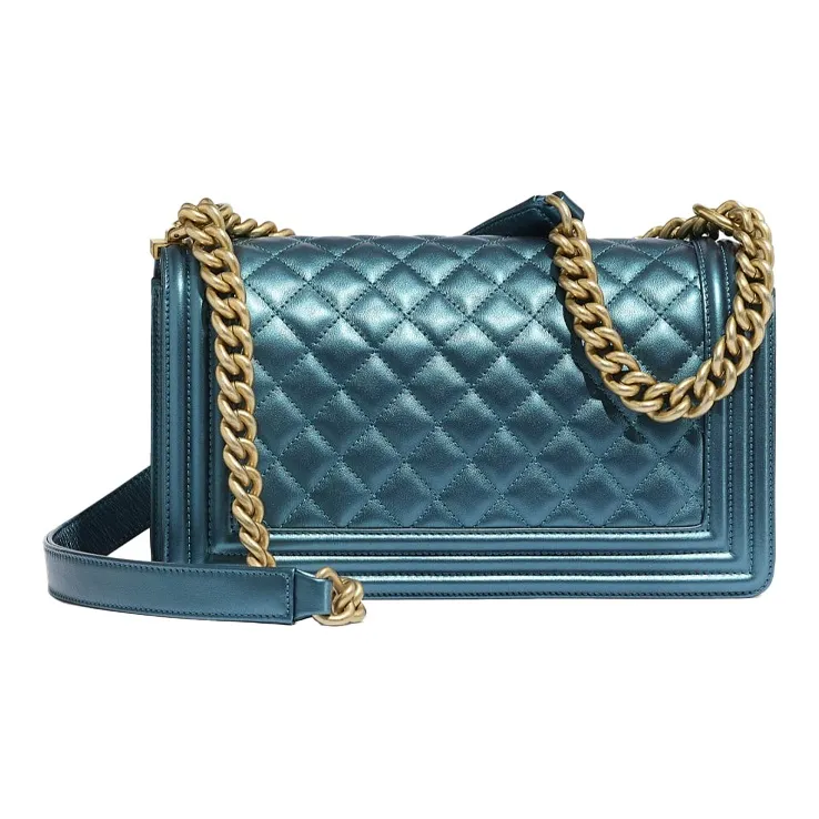 CHANEL Leboy Grain Embossed Calfskin Flap Bag, Crossbody Bag, Shoulder Bag Women's Marine Blue-2