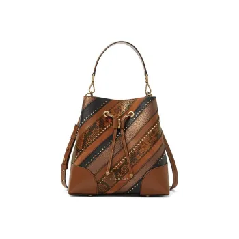 MICHAEL KORS Mercer Gallery Bucket Leather Bucket Bags One Shoulder Handbags Medium Size Women's Brown