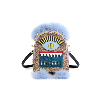 FION Cow Leather Backpack Regular Women's Color/Blue