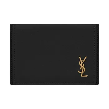 SAINT LAURENT Monogram Grained Leather Card Holder Card Holder Women's Black