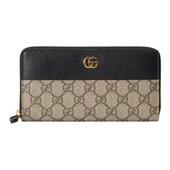 GUCCI Marmont Canvas With Leather Wallet Women's Ebony/Black