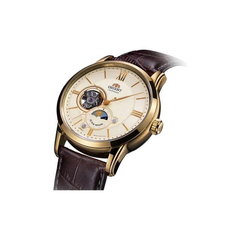 ORIENT Master Collection Mechanical Movement Cow Leather Strap Watch Men's Watches Gold Dial RA AS0004S00-1