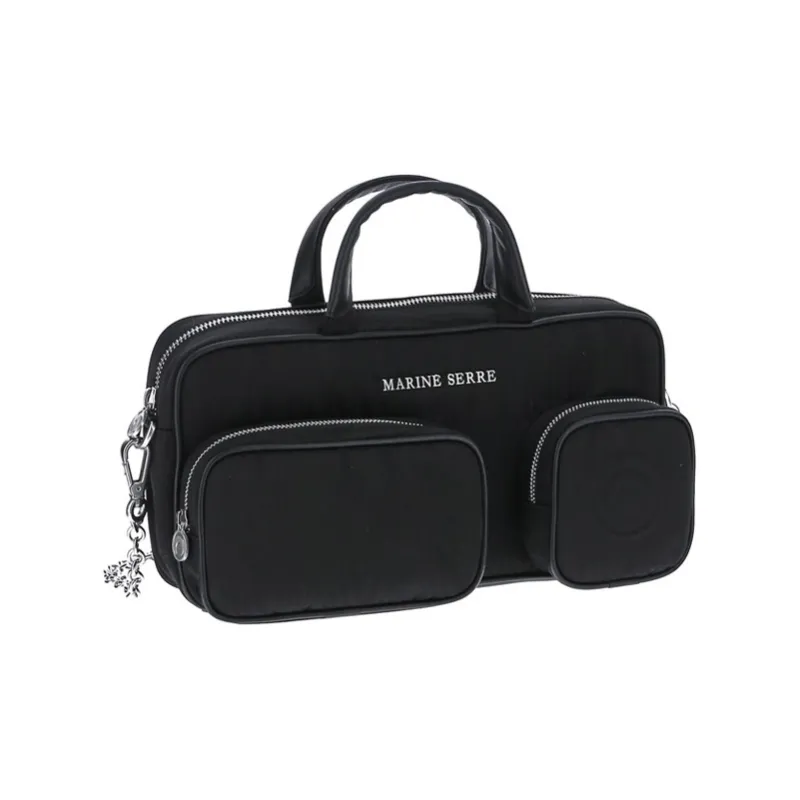 Marine Serre Cow Leather One Shoulder Handbags Women's Black-1