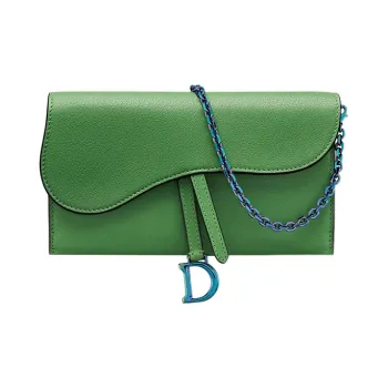 DIOR Sheepskin Wallet Women's Bright Green