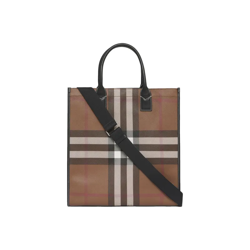 Burberry Leather Tote Bag Shopping Bag Shoulder Bag Crossbody Bag Handbag Men's Brown-1