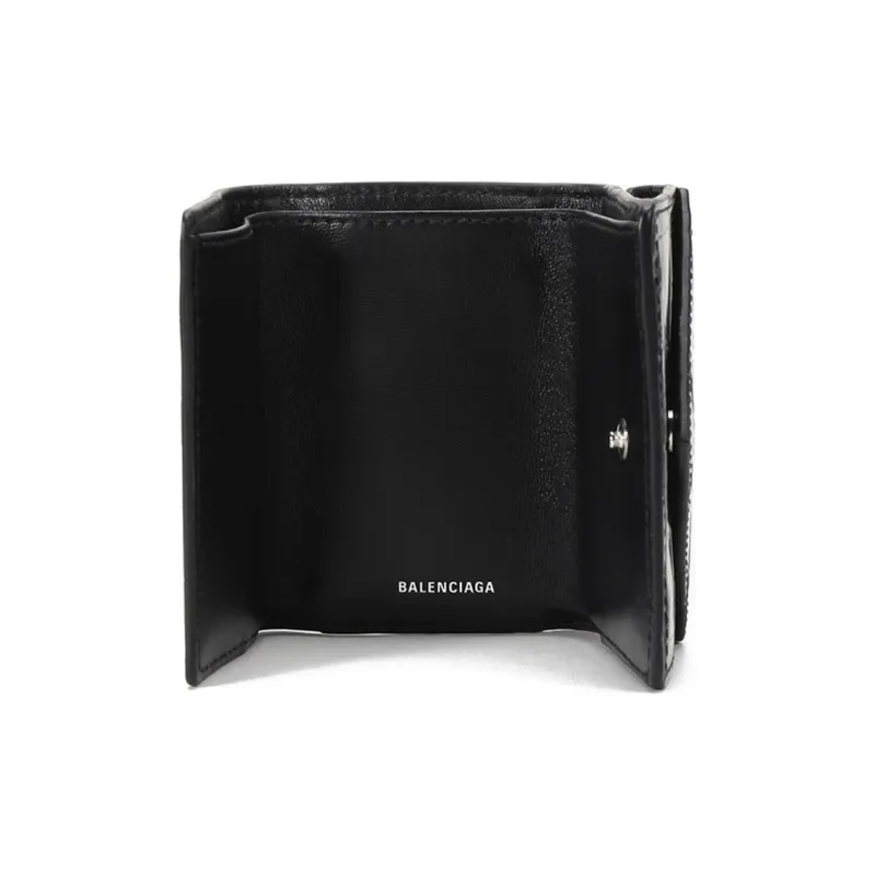Balenciaga PAPIER Cow Leather Wallet Mini Unisex Black-6
