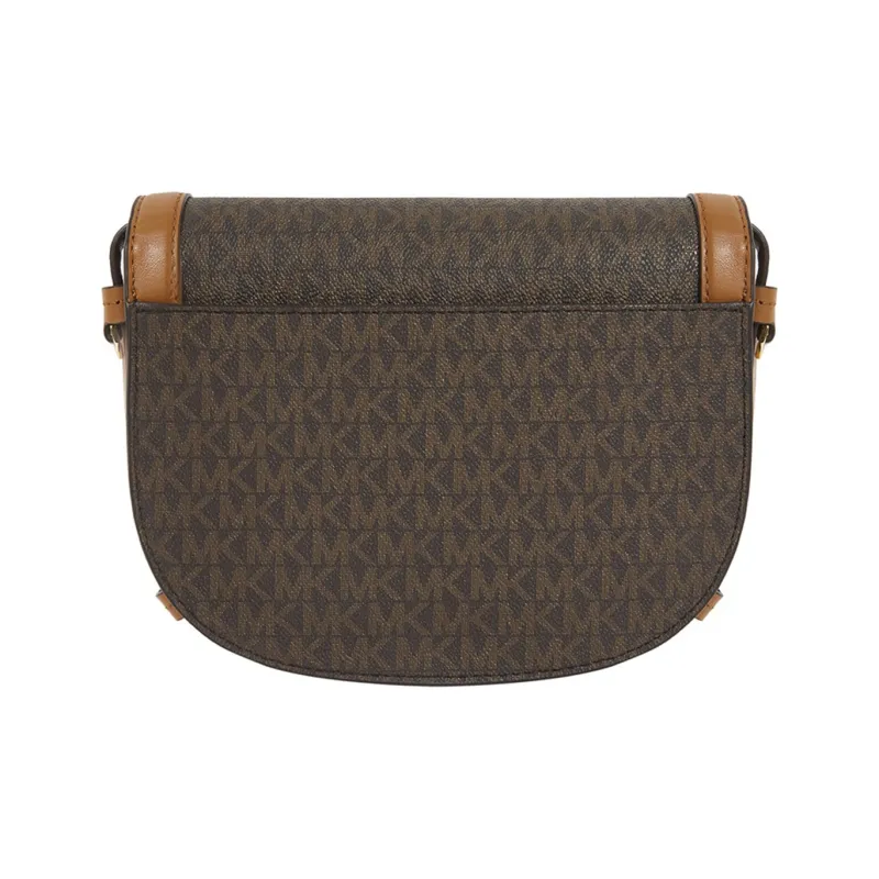 MICHAEL KORS Hally PVC Saddle Bag, Crossbody Bag, Shoulder Bag Women's Dark Brown/Acorn Brown-3