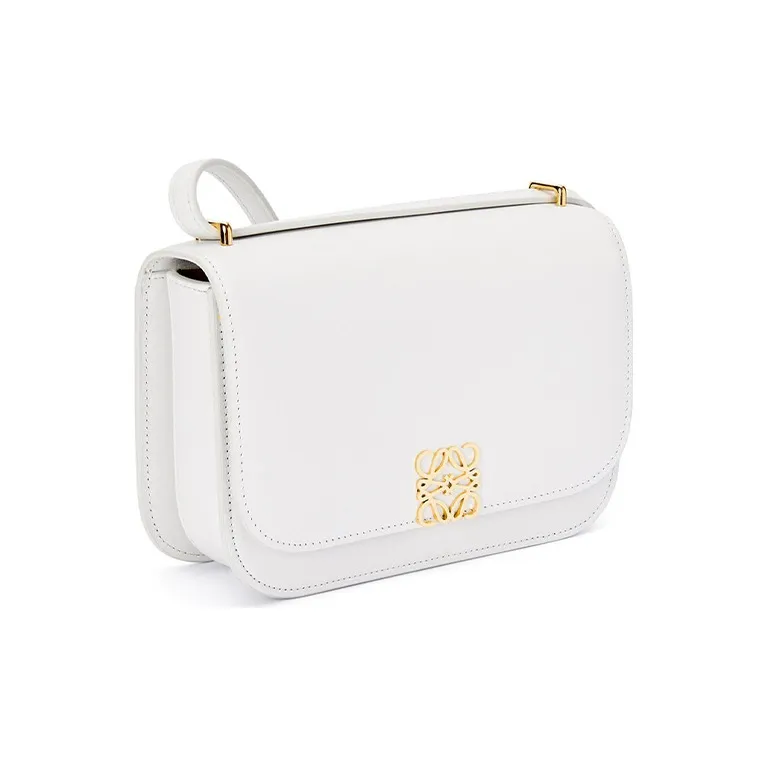 LOEWE Goya Silk Calfskin Small Square Bag Shoulder Bag Crossbody Bag Small Size Women's Cotton White-1