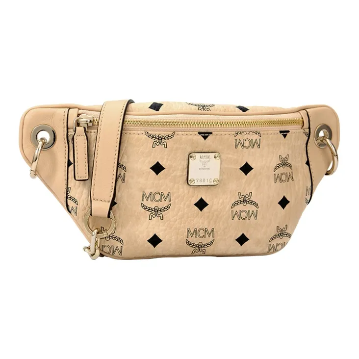 MCM Essential Visetos Origina Leather Fanny Pack, Shoulder Bag, Crossbody Bag Mini Women's Beige-2