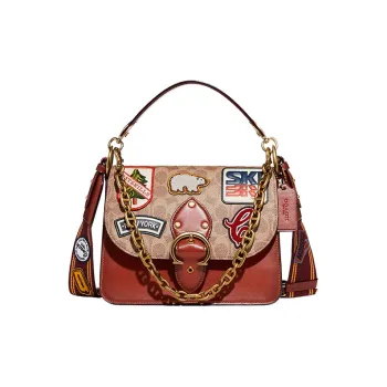 COACH Beat Leather Shoulder Bag, Crossbody Bag, Handbag Regular Women's Brick Red