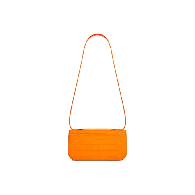 Balenciaga Gossip Crocodile Pattern Embossed Cow Leather Shoulder Bag Crossbody Bag Handbag Small Size Women's Orange-1