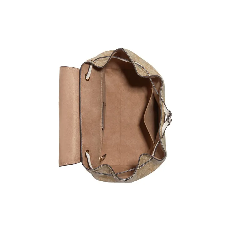 COACH Kleo Pebble Snakeskin Print Leather With Canvas Backpack Medium Size Women's Khaki & Monogram-2