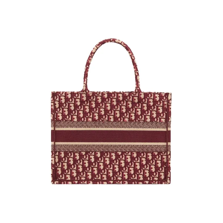 DIOR BookTote Canvas Canvas Bag Shoulder Bag Crossbody Bag Handbag Medium Size Women's Burgundy-2