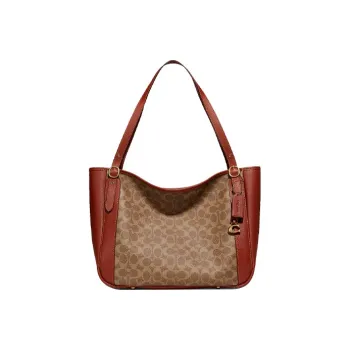COACH Canvas Pebbled Leather Tote Bag Shopping Bag Handbag Shoulder Bag Women's Brown