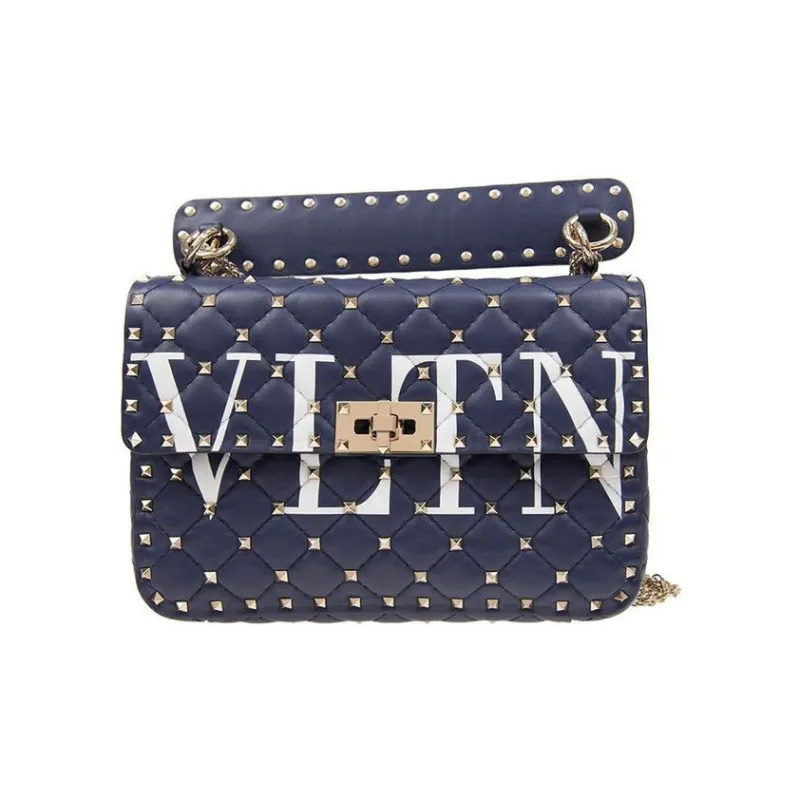 Valentino Cow Leather Shoulder Bag, Crossbody Bag, Handbag Women's Blue-0