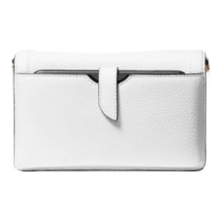 MICHAEL KORS Jet Set Charm Cow Leather MK Shoulder Bag, Crossbody Bag Trumpets Women's Pure White-1
