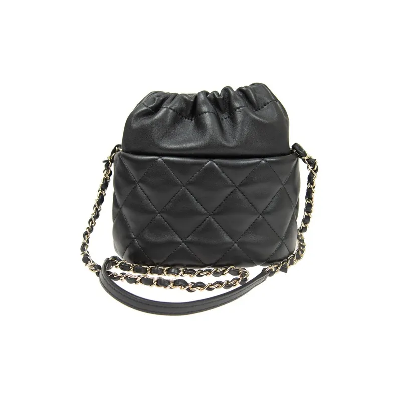 CHANEL Sheepskin Shoulder Bag, Crossbody Bag Medium Size Unisex Black-2