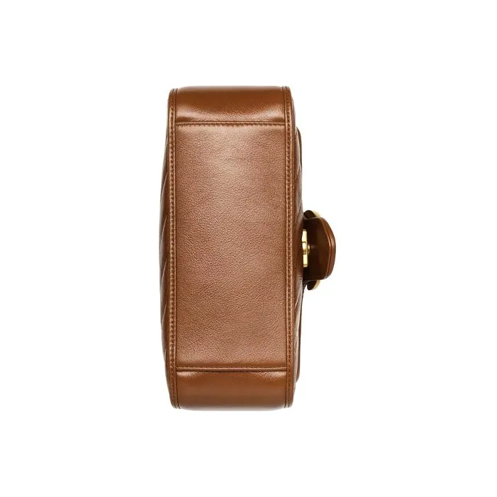 GUCCI Marmont Quilting Leather Messenger Bag Crossbody Bag Chain Handbag Shoulder Bag Mini Women's Brown-6