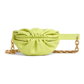 Bottega Veneta Leather Cloud Bag, Shoulder Bag, Clutch Mini Women's Neon Green