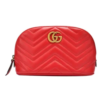 GUCCI GG Marmont Quilting Leather Makeup Bags Toiletry Bags Clutches Large Size Women's Red