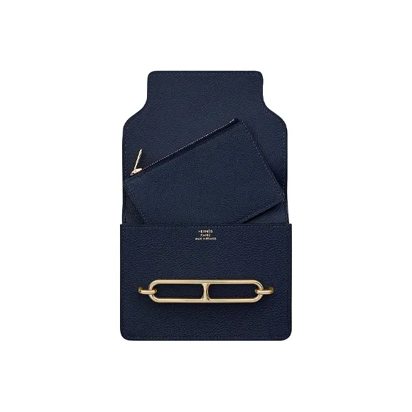 HERMES Roulis Evercolor Calfskin Coin Pocket, Pig Nose Wallet Women's 2Z Bleu Nuit Midnight Blue-5