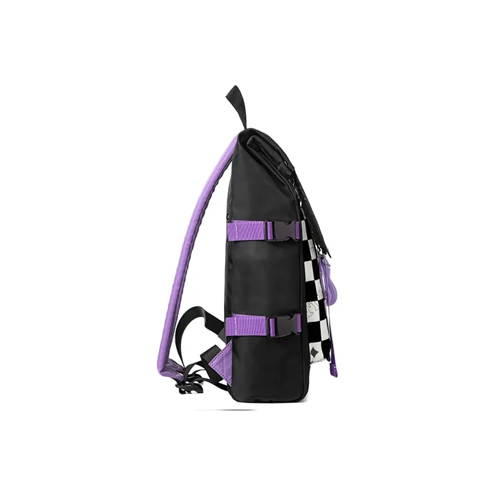 MR.ACE HOMME Nylon Fabric Backpack Laptop Backpack Regular Women's Checkerboard Purple/Black-13