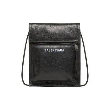 Balenciaga Explorer Sheepskin Cell Phone Pouch, Shoulder Bag, Crossbody Bag Trumpets Men's Black
