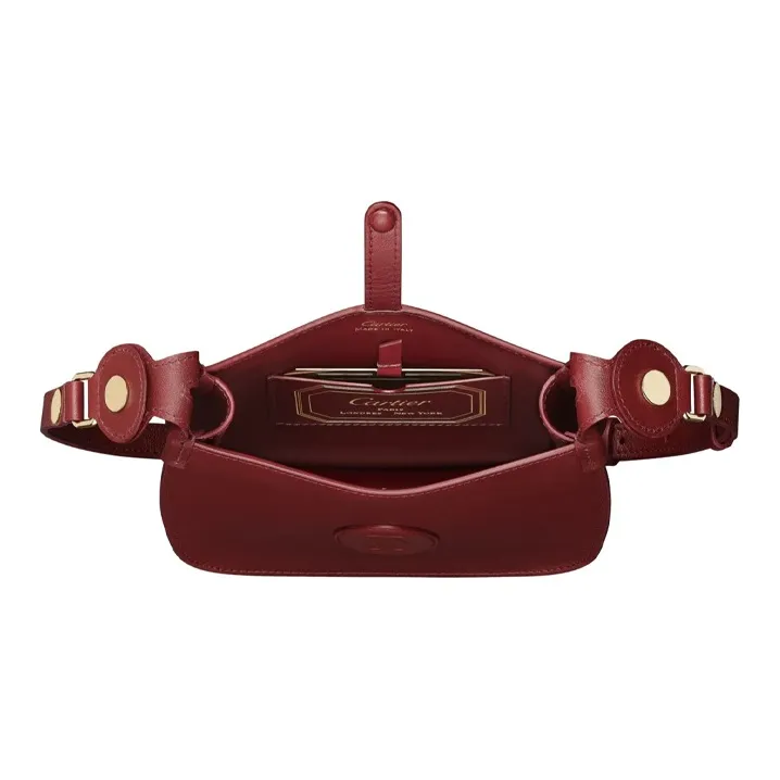 CARTIER Calfskin Hobo Shoulder Bag, Crossbody Bag Mini Women's Burgundy-1