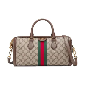 GUCCI Ophidia Canvas With Leather Shoulder Bag Crossbody Bag Handbag Medium Size Women's Ebony/Brown