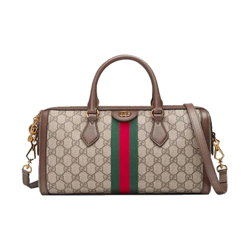 GUCCI Ophidia Canvas With Leather Shoulder Bag Crossbody Bag Handbag Medium Size Women's Ebony/Brown-0