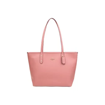 COACH City Zip Tote Leather Tote Bag Shopping Bag Handbag Shoulder Bag Women's Cherry Blossom Pink
