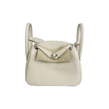 HERMES Lindy Taurillon Clemence Cow Leather Handbag, Shoulder Bag, Crossbody Bag Mini Women's Milkshake White