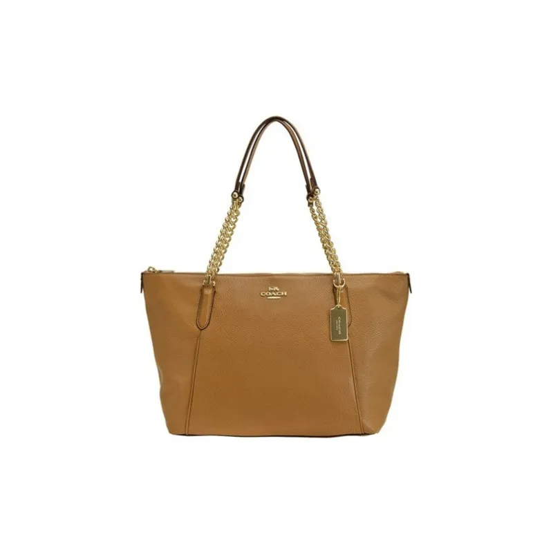 COACH Ava Leather Portable One Shoulder Chain Tote Tubas Women's Brown-0