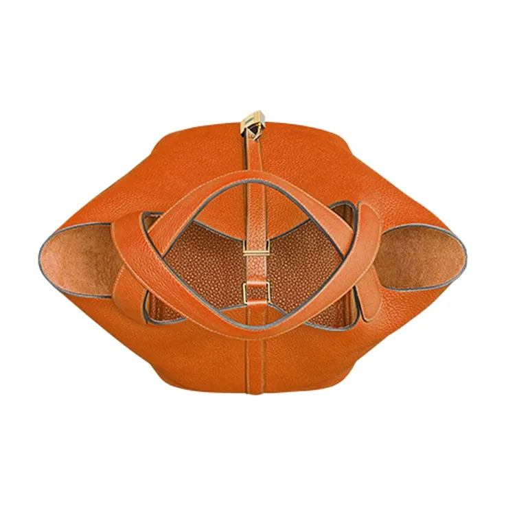HERMES Picotin Lock Cow Leather Basket Bag Handbag Bucket Bag Women's Flame Orange-2