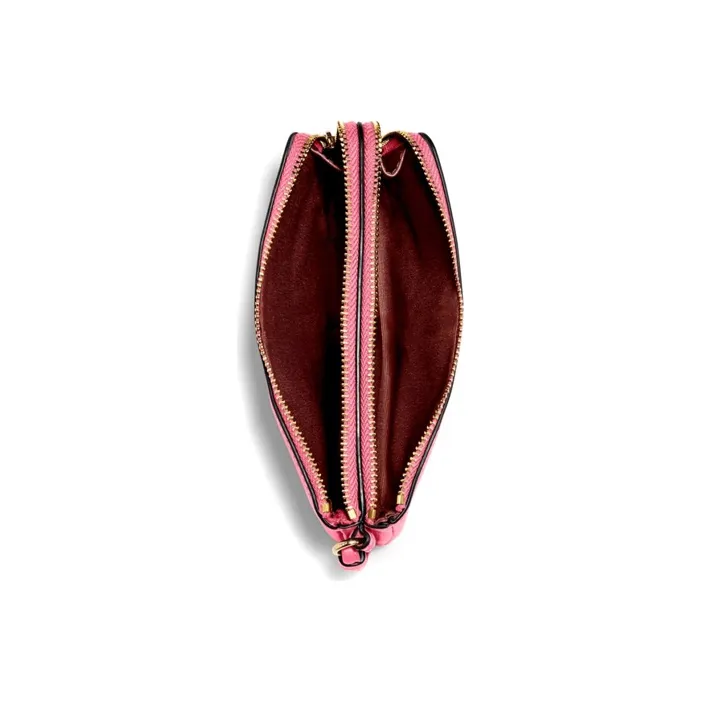 COACH Corner Zip Pebbled Leather Coin Purse Wrist Bag Small Size Women's Candy Pink-2